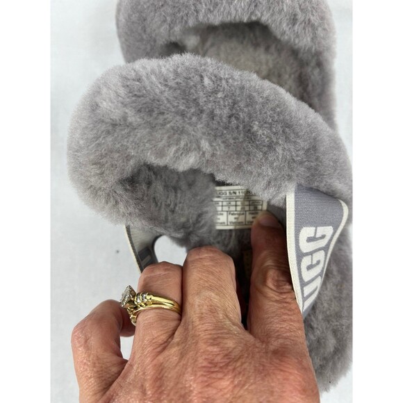 UGG Oh Yeah Grey Sheepskin Platform Slides 9 - Picture 4 of 4